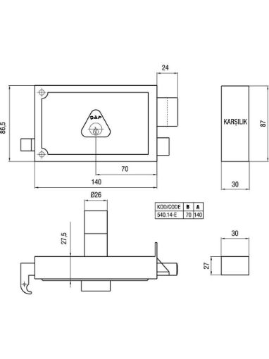 DAF TRAJLI KİLİT 540 resmi